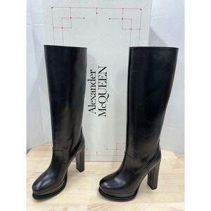Alexander McQueen Size 37 Leather High Heel Platform Knee Boots - New w/ Box